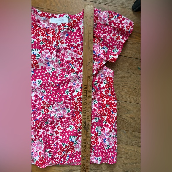 Sugar Lips Pink & Red Floral Ruffle Sleeve Button Up Blouse Size Medium - Picture 6 of 7
